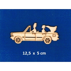 Para Młoda w aucie 12,5x5cm , dekor ślubny na pudełko